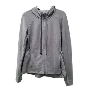 Lululemon Gray Adjustable Waist Longer Hip Length Drawstring Hoodie Full Zip 10